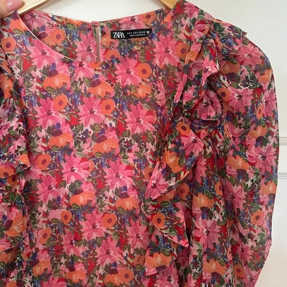 ZARA ruched floral mini dress blogger fave